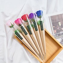 심플 한송이 비누장미 크라프트꽃다발 [5color], 딥블루