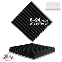 방음판 방방음 흡음 방음벽 스튜디오 방음 시트 룸 어쿠스틱 하우스 절연 도어 벽 패널 소음 흡수 폼 그레이 개, 24 Pcs With Tapes, Black, Medium Density