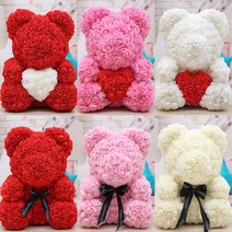 장미 곰돌이 40cm 이벤트꽃 프로포즈 로즈베어 장미꽃 인형 프로포즈 발렌타인데이 화이트데이 특별한날 결혼 입학식 졸업식 기념일 크리스마스 선물 곰인형꽃다발_쯔야코드, 레드+화이트[OPP포장]