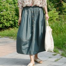 레아린넨 항아리핏 데님 롱스커트