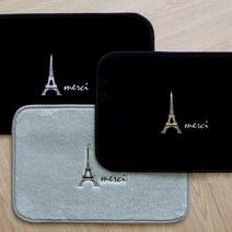 에펠탑 자수 발매트, 블랙+화이트
