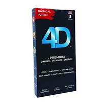 4D Clean Energy 드링크 믹스 + 전해질 면역 지원 멀티비타민 관절 및 피부 (피나 콜라다 5팩) 159999, Tropical Punch