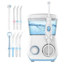 물 Flosser 구강 세척기 600ML 치과 치아 클리너 8 팁 10 압력 전기 픽 플로셔 교정기, [01] WHITE, 01 WHITE