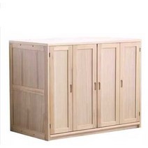 낮은 이불장 원목 장롱 장롱 옷장 수납 이불 정리함, 100x50x90 나무색  문 4개