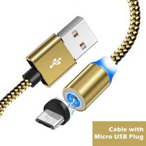 초고속충전케이블 LED 마그네틱 케이블 유형 C 마이크로 USB 자석 충전 샤오미 mi 9t 8 모토로라 모토 G G2 G3 G4 플레이 G5 G5S 플러스 E E2 E3, 11.Gold Micro USB - 1m, 1개