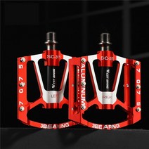 SAIVEINA 스포츠 자전거 MTB 알루미늄함급 미끄럼 방지 편안한 라이딩 경량 볼베어링 평페달, 한 세트, 레드