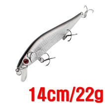 플로팅 미노우 5종 세트 농어 방어 부시리 14cm 22g 하드베이트 루어낚시세트 보조소품 민물 배스낚시, 은색