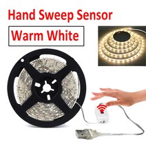 DC 5V 램프 USB 모션 LED 백라이트 LED TV 주방 LED 스트립 손 스윕 흔들며 센서 빛 다이오드 조명 방수, 03 3m, 02 With Sensor Warm