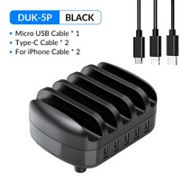 가성비ORICO 5포트 USB 충전기 스테이션 도크 홀더 포함 40W 5V2.4A 케이블 호환 샤오미 공식, 04 5P with Cable_03 AU Plug