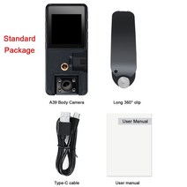 자전거캠 블랙박스 바디캠 Vandlion A39 풀 1080P HD 미니 2500mAh 코더 마운트 소형 180 ° 회전 자전거 스포츠 DV 자동차 DVR 웹, 4.Standard Package - With 32GB