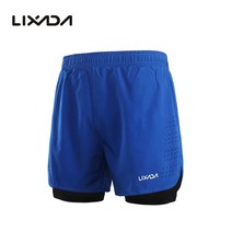 Lixada 남자 2-in-1 러닝 반바지 빠른 건조 통기성 활성 훈련 운동 조깅 사이클링 반바지와 긴 라이너