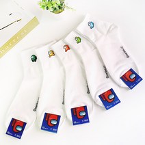 국내생산 정품 어몽어스 반목 단목양말 캐릭터 중학생 고등학생 성인 남성 학생양말선물 랜덤5종세트