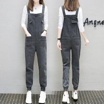 멜빵바지 빅사이즈 데님 조커 루즈핏 배기 여성