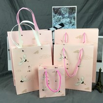 선물포장봉투 버들못 선물파우치 종이봉투 드렌드 복장 쇼핑 정월 대보름날 밤 가족 답례했다 포장가방 1433298066, 1가방12개코란브라운25롱21두꺼운10라이트핑크레드사진, 소프트 끈