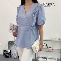 KARRA 마린프릴브이넥리본블라우스_KB3MBL071Q