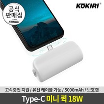 코끼리 Type-C타입 미니 퀵 도킹형 보조배터리 5000mAh 18W (화이트)