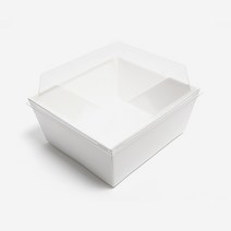 더팩 화이트정사각 샐러드박스 100개 샌드위치케이스 크라프트용기 크라프트샌드위치용기 높은뚜껑 낮은뚜껑, 100개(낮은뚜껑), 1세트