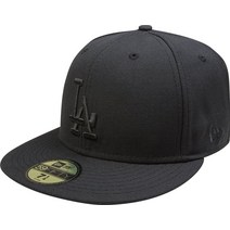 뉴에라 New Era MLB 블랙 온 블랙 59FIFTY 피티드 캡 정품보장, 7 5/8, Los Angeles Dodgers