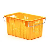 고하중 자재 운반용 손잡이 플라스틱바구니 튼튼한박스 이사 정리 컨테이너상자 과일, 운반바구니특대 노랑