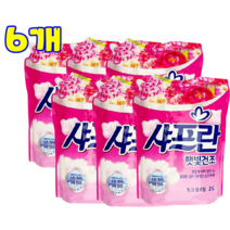 댕이몰 LG 샤프란 햇빛건조 섬유유연제 2리터용 핑크플로랄 프레쉬아로마 코튼앤머스크(택1), 핑크플로랄향, 6개