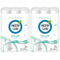 깨끗한나라 에코순백 3겹 30m 30롤, 2팩