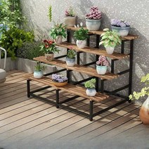 화분 진열장 계단식 거실 베란다 튼튼한 3층 4층, 3단 블랙프레임 120cm