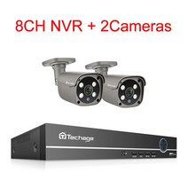 멀티포트충전기 100w c타입 techage 보안 카메라 시스템 8ch 5mp hd, 없음, 8ch 2탄 카메라