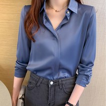 쉬즈엘 엘런 오픈카라 새틴블라우스 셔츠 블라우스