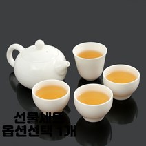 반투명 도자기 백자 다기 선물 세트 인조 가죽 케이스 보관 꽃차 커피 보이차 다도 녹차 4인 휴대용 종류선택 1개, 순백R 4인 휴대용