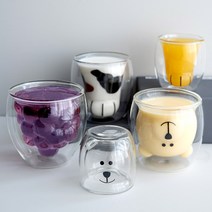 인블룸 귀여운 곰돌이고양이발 이중유리컵 6종택1, 1_곰돌이 80ml, 1개