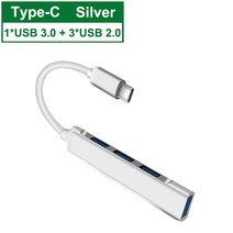 USB C 허브 3.0 타입 3.1 4 포트 멀티 스플리터 어댑터 OTG 샤오미 레노버 맥북 프로 13 15 에어 PC 컴퓨, [01] Type C 3.1 Silver