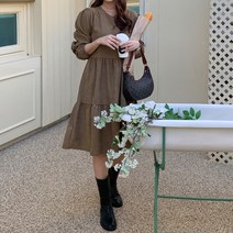 레몬플레버 멜리벰 골덴 라운드넥 캉캉 미니 원피스 - 3Color