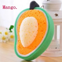 친환경수세미 두꺼운 수세미 스폰지 과일 모양 헝겊 매직 주방 청소 스폰지 천, 없음, 1.Mango