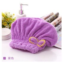 머리 말리기 건조 타올 수건 캡 말리기 건조 1pc 극세사 bowknot 랩 빠른 건조, 25cmx24cm, 1개, 자주색