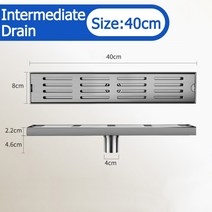 배수구 트렌치 하수구냄새욕실 바닥 배수구 304 스테인레스 스틸 브러시드 직사각형 탈취제 샤워 긴 선, 05 8x40cm, 05 8x40cm