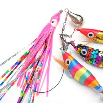 꼴뚜기 스커트 문어채비 바다 낚시용품, 야광-색동 스커트(2개입), 1개