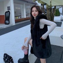 FANSYLI 여성 모피 조끼 가을 겨울 보온 조끼 237호 10A23