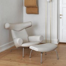 칼한센앤선 한스웨그너 쇼파 황소 의자 ox chair AC70 라운지체어, 극세사가죽+블랙 발판