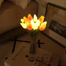 [에타홈] 오렌지 튤립 부케 LED 무드등 비아케이스튜디오 꽃조명 조화, 화이트