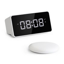 Homtime V2 진동 테이블 학생 알람 시계 침대 셰이커 청각 장애인 USB 충전기 대형 사운드 디 밍이 가능한 LCD 화면, 스피커, 하얀