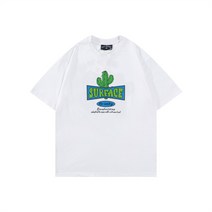 지구 프린트 순면 반팔 티셔츠