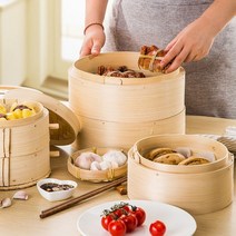 편백 스텐 찜기 2 3 4 단 찜냄비 찜기 요리 대나무 생선 쌀 야채 스낵 바구니 세트 주방 요리 도구 만두, 22cm