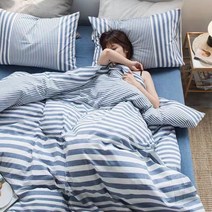 순면 100 강염 체크 이불 침대 침구 커버세트 더블 킹 퀸 싱글