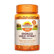 일몰 마늘 1000 mg 무취 소프트젤 250개포장은 다를 수 있음 non-gmoˆ 글루텐 유제품 인공 향료 없음