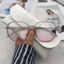 binke 볼터치 안 해도 돼 그라데이션 볼터치 안경 여자 안경테 금속 큰 사이즈 여자 패션 독특한 검은색 테두리 민낯 신기하다 테두리 둥근 얼굴 마른 얼굴블러셔 안 해도 돼요.