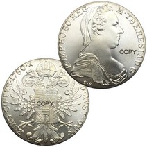 오스트리아 Habsburg 1780 SF 1 탈러 마리아 테레시아 황동 도금 은 복사 주화
