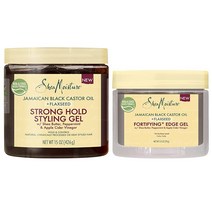 슈모이스쳐 컬y Hair Products 자메이카 블랙 캐스터 오일 + 아마씨 링 엣지 컨트롤 99.2g 3.5온스 스트롱 홀드 링 젤 번들 425.2g 15온스 천연 화학 가공