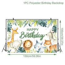 1.5M 정글 사파리 동물 배경 배너 생일 파티 장식 어린이 베이비 샤워 와일드 원 우드랜드, 13 H5005-20