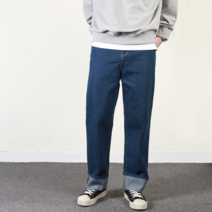 프랭키뉴욕 남자 와이드 청바지 셀비지 생지 롤업 데님 팬츠 빅사이즈 남성진 진청 연청_JM2063_1