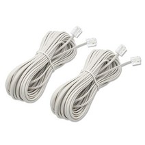 RJ11 6P2C 전화선 코드 전화 연장 스트레이트 케이블 와이어 6p2c 핀 플러그 수 플러그 모듈러 유선 케이블 팩스 모뎀 10M/32피트 길이 화이트 (2팩), 012 of Pack Telephone Extensio